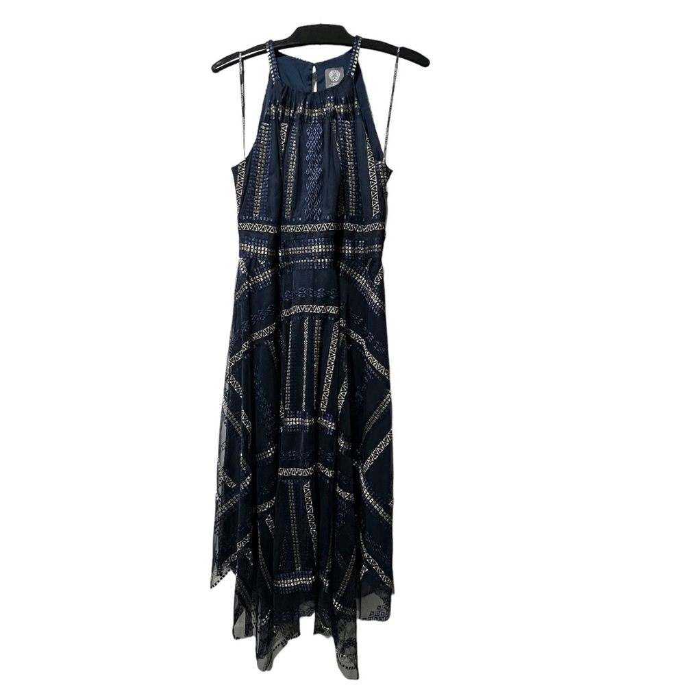 VINCE CAMUTO Embroidered Mesh Fit and Flare